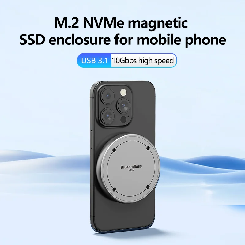 

M.2 NVMe USB3.0 Phone Magnetic HDD Seat with 10Gbps PD100W Supports SsD in 2230/2242 10 Gbps 2TB Plug and Play for Phone Tablet