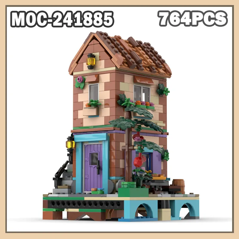 

MOC-241885 MOC Modern Building Blocks Little House - Riviera Extension Cafe Fleur Creative Bricks Toys Children' Gifts 764PCS