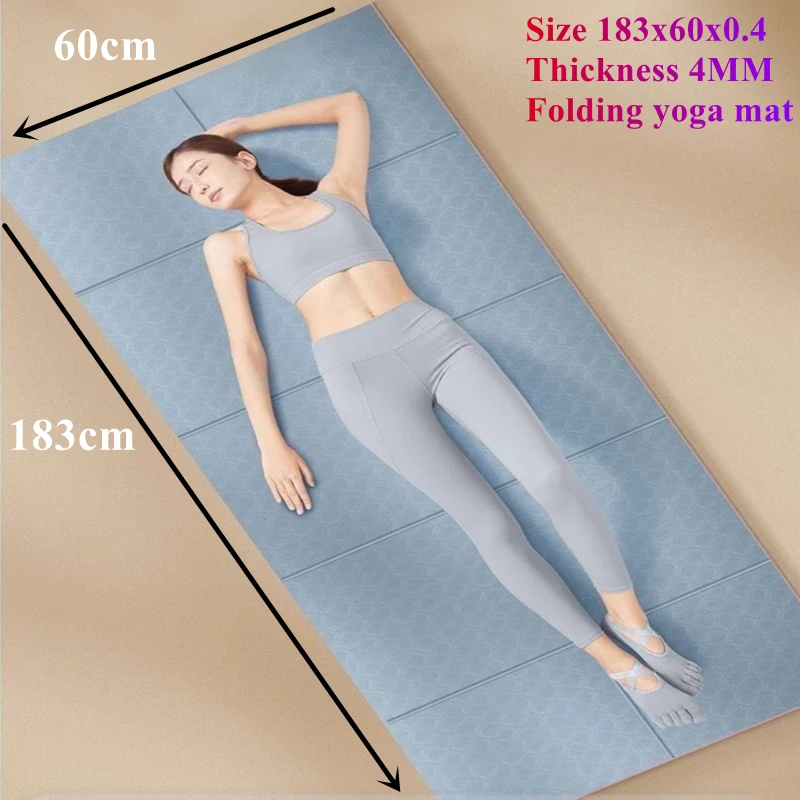 Fold Portable 4mm Thick Yoga Mat Moisture-proof Outdoor Non-Slip Durable Camping Picnic Mat 1830x600x4mm Exercise Gym Workout