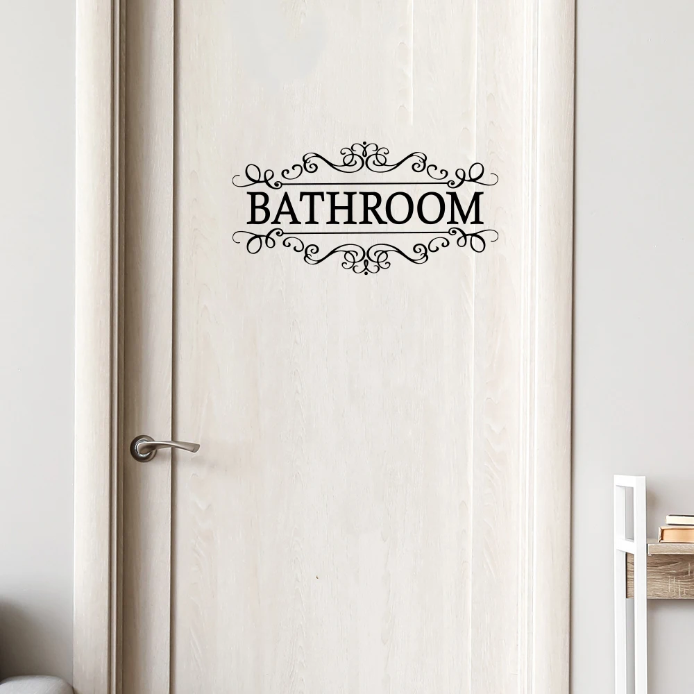 Bathroom Sign Door Wall Decal sticker Accessories Wall Sticker WC Toilet Home Decor