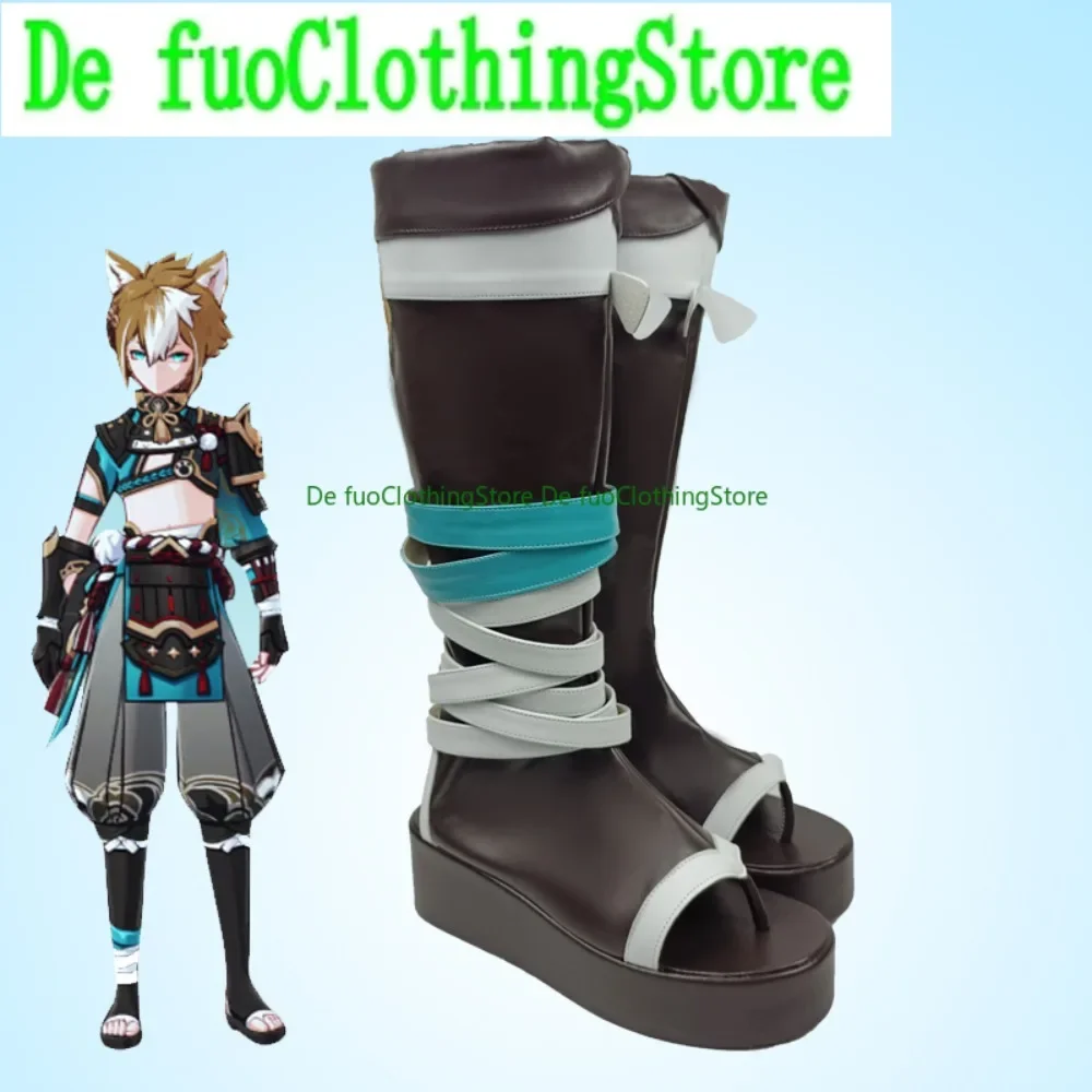 أحذية Genshin Impact Gorou التأثيرية ذات طابع شخصي، ألعاب الرسوم المتحركة، أزياء الهالوين، أحذية الدعائم للحفلات، ملابس Defu