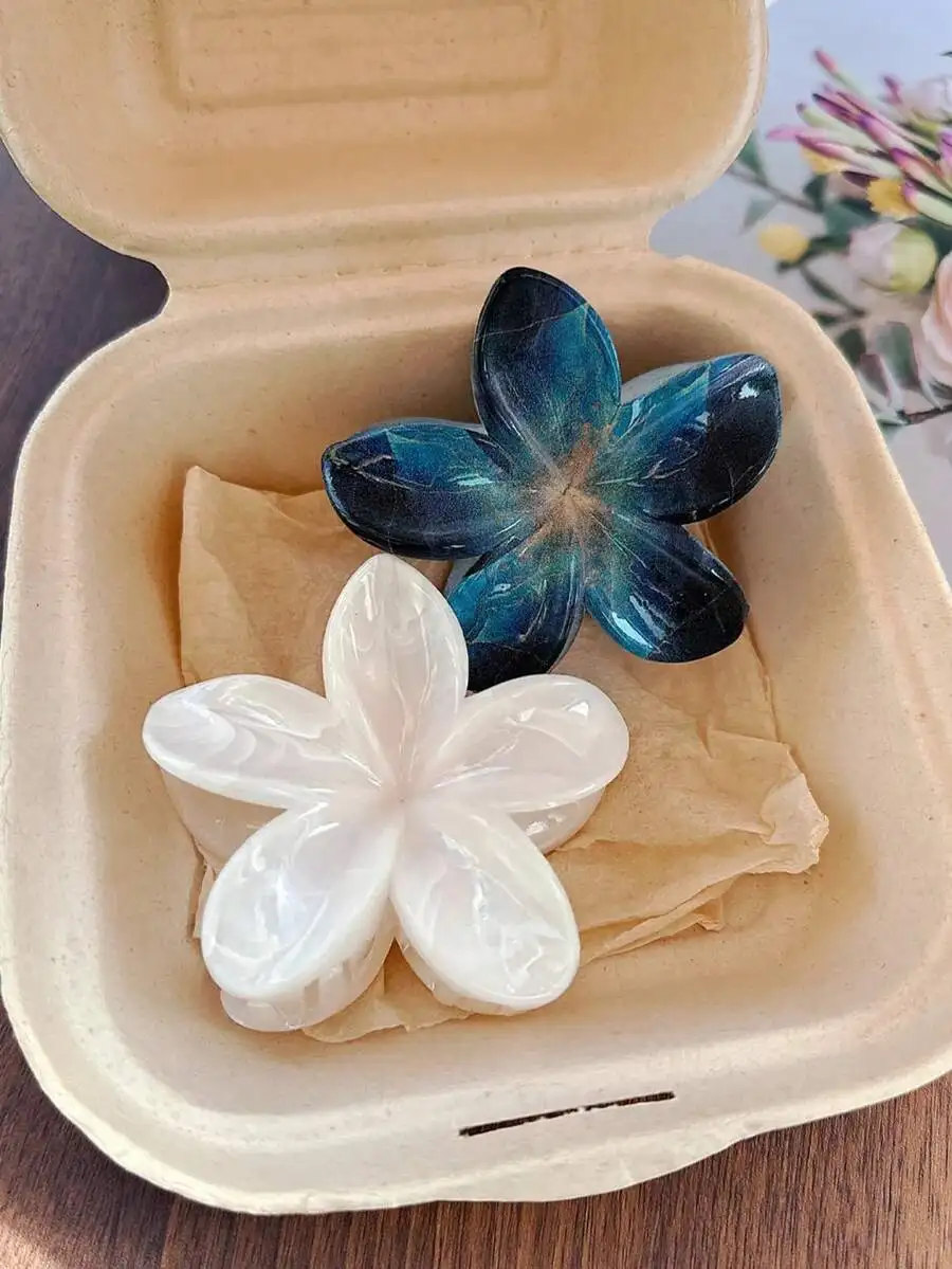 

4pcs Acrylic Flower Hair Clips For Women, Elegant Bun Claw Clips, Summer Stylish Hair Accessories