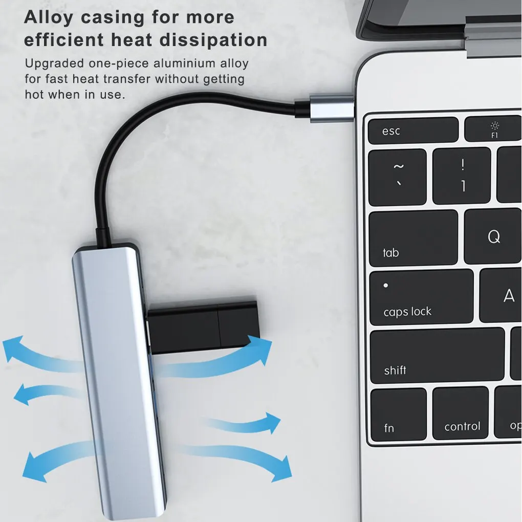 7 in 1 타입 C USB 허브, 7 in 1 타입 C, 4k, 30hz, USB 분배기, 모든 타입 C 채널 컴퓨터 지원, HDMI 호환 가능