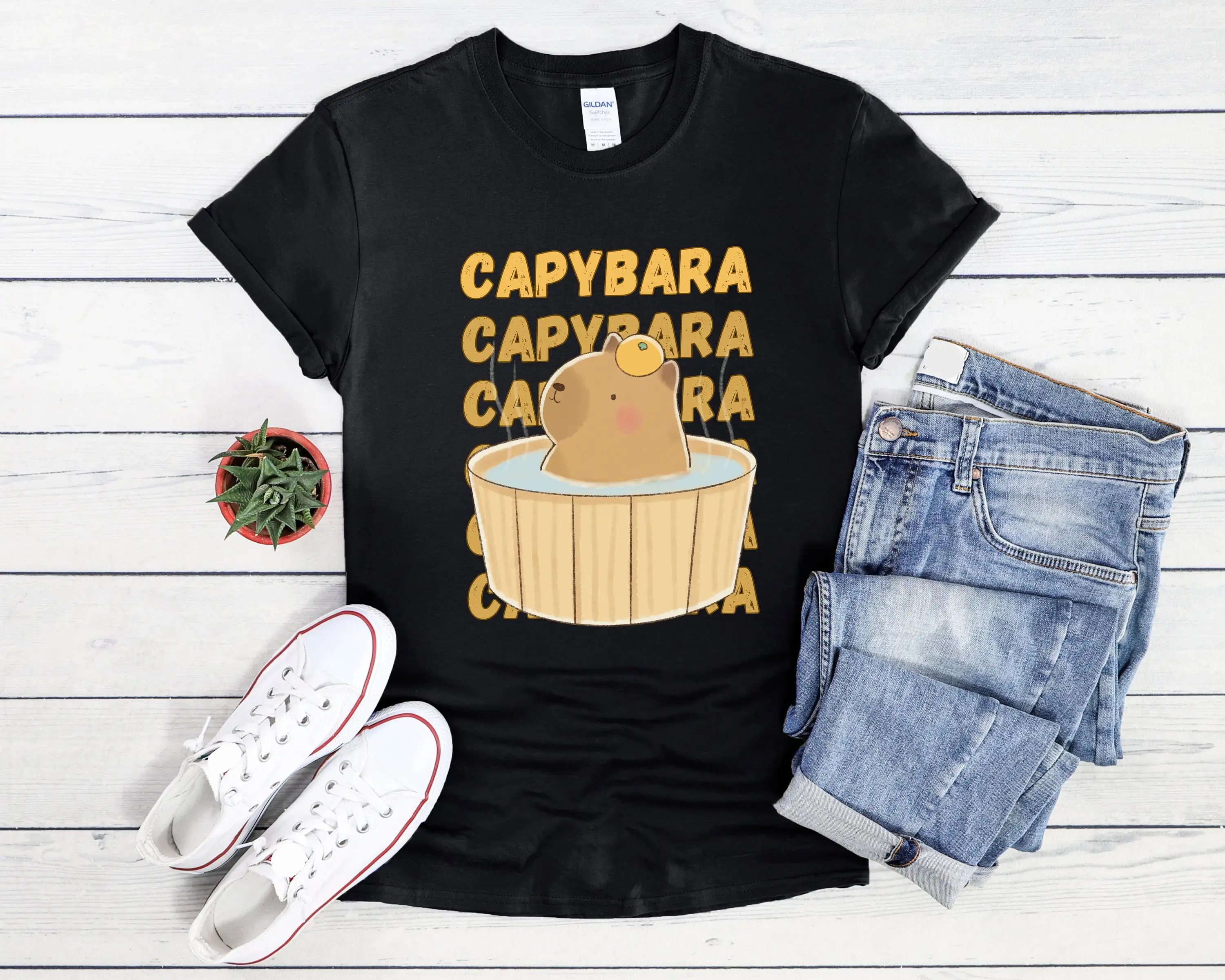 Capybara T Shirt Comfortable With A Cute In Bathtub Perfect As Gift For Lovers