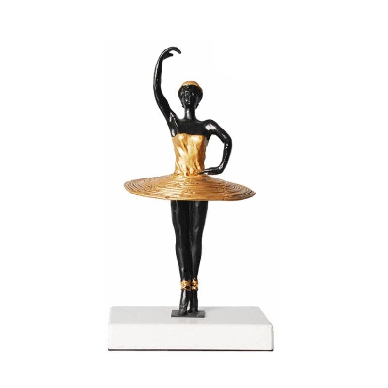 Ballet Dancer Gold Plated Character Resins Sculpture Desk Decoration Ornaments Figures Statue Crafts Aesthetic Room Decor
