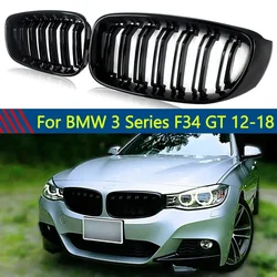 Front Bumper Kidney Grille Grill For BMW F34 3-Series GT 12-18 Gloss Black Pair