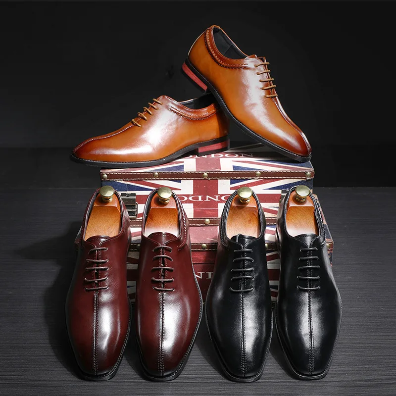 Stylish Man Oxford Shoes Leather Lace Up Mens Business Dress Office Shoe Fashion Wedding Party Suit British Style Comfortable