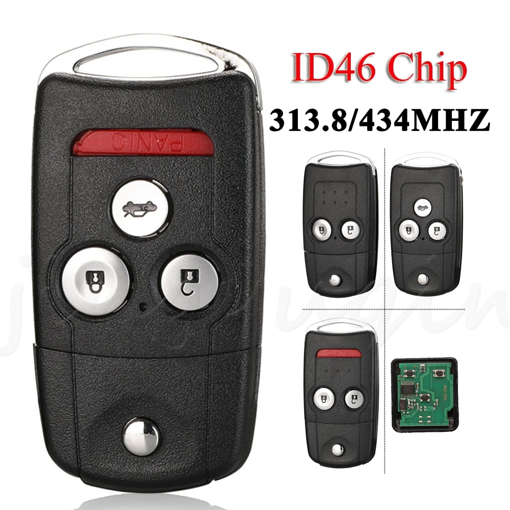 

jingyuqin Flip Floding Smart Remote Car Key Fob 313.8/433MHZ ID46 PCF7936 For Honda Accord 2008-2012 Civic Jazz CR-V city