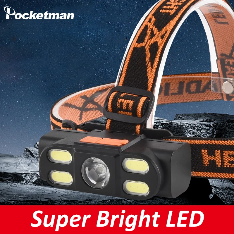 

Super Bright High Power LED+COB Headlamp 4 Modes USB Rechargeable Headlight Portable Emergency Head Lamp Head Flashlight