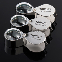 10-30X Pocket Loupe Magnifier Jewelry Magnifying Glass Foldable Diamond Triplet Jewelers  Reading Magnifier Eye Glass Watch Tool