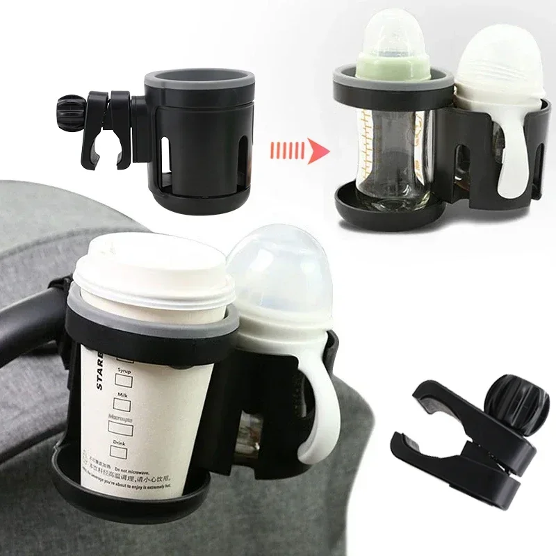 Stroller Cup Holder Phone Support Milk Bottle Drink Cup Holder Conversion 2 Cups for Universal Pram Baby Stroller Accessories