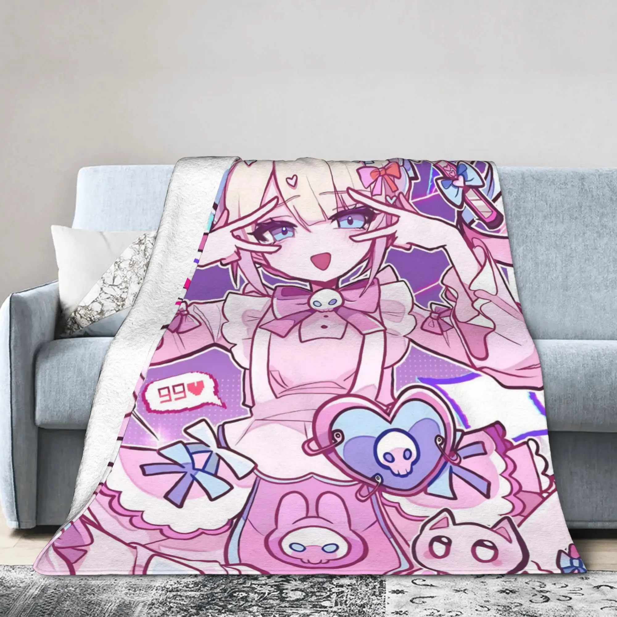 OMG kawaii Angel Blanket Needy Girl Overdose Flannel Funny Breathable Throw Blankets for Bed Sofa Spring Autumn