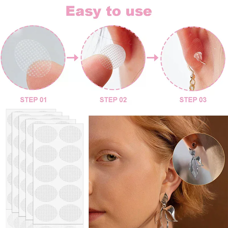 /YOV/Invisible Earrings Stabilizers Earlobes Protective Waterproof Patches Earrings Support Ear Patches 100Pcs For Earrings