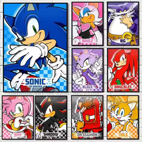 kawaii s-sonic anime Poster Wall Art Printing Waterproof Home Living Bed Room Bar Aesthetic Decor