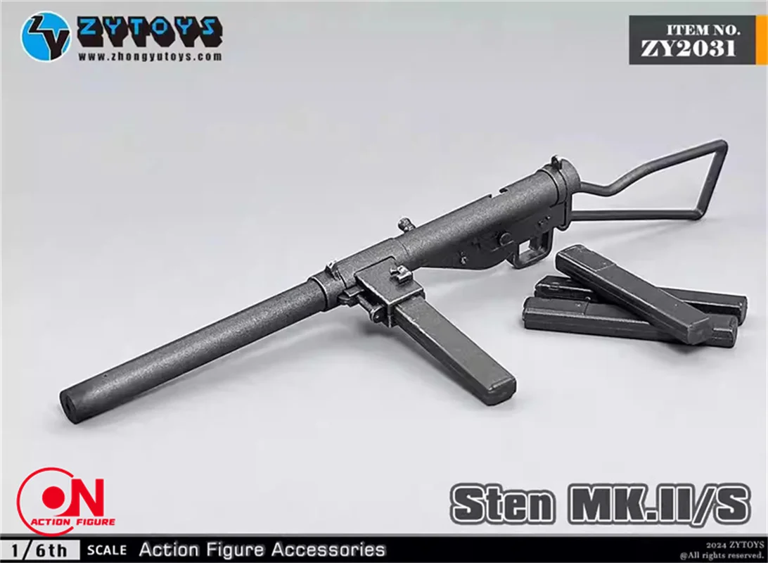 ZYTOYS 1/6 مقياس ZY2031 Sten MK.II/S رشاشات البنادق سلاح نموذج المشهد الملحقات صالح 12 ''الجندي عمل الشكل دمى الجسم #5