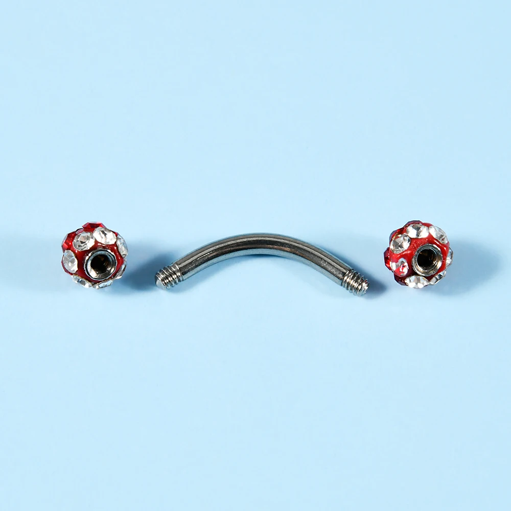 1PC Surgical Steel Colorful Crystal Ball External Thread Eyebrow Ring Ear Cartilage Tragus Helix Piercing Body Jewelry 16G