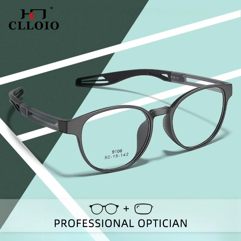 CLLOIO Sporty Anti-Falling Ultralight Myopia Glasses For Basketball Cycling Running Men Progressive Prescription Reading Glasses