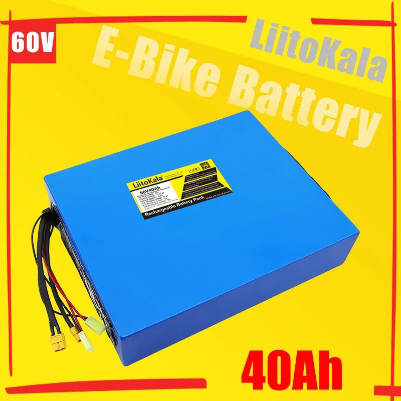 LiitoKala 60V40ah 18650 16S13P Electric Scooter Bateria 60v 40AH  Bicycle Lithium Battery Pack 3000W Ebike Batteries