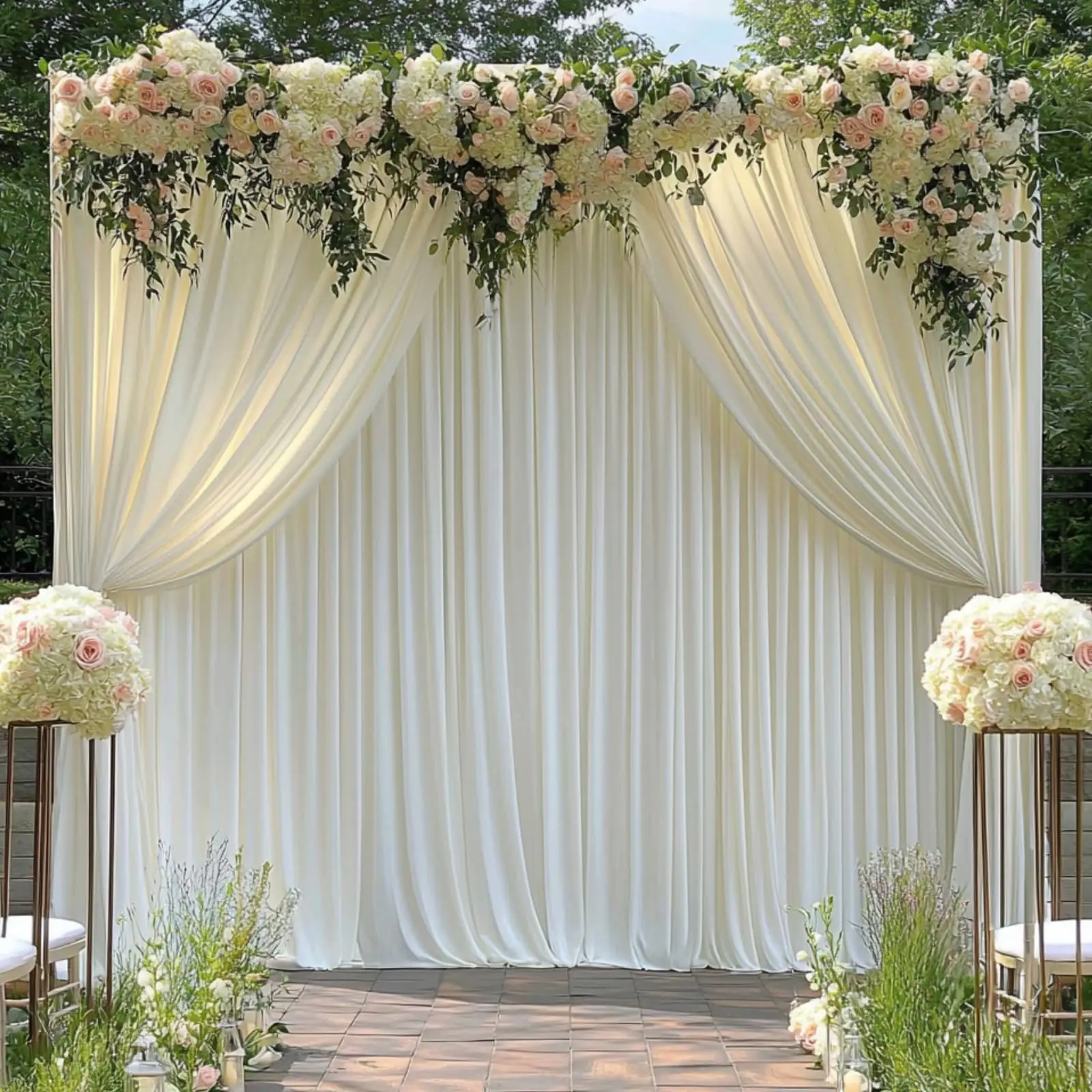 

White Ceiling Curtain for Wedding Parties, Polyester Wrinkle Free Backdrop Curtains for Wedding Photography Baby Shower Decor