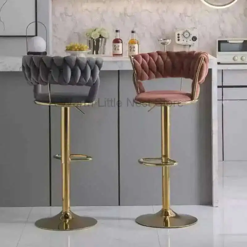 

1 Piece Light Luxury Adjustable Rotating Bar Chair, Bar Counter Chair, Household High Stool, Front Desk, Cashier Chair Bar Stool