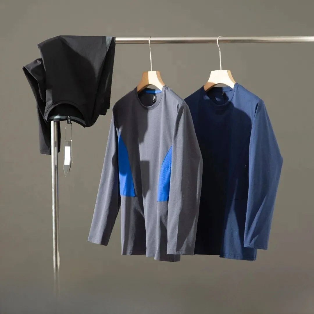 

Outdoor Cycling Series 3D Color Blo Qui Dry Breathable Elastic Long Sve Men's Base irt T-irt Stand Fit round Ne