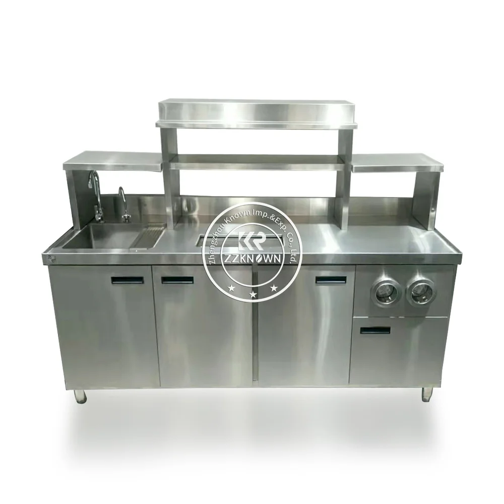 

Commercial Stainless Steel Custom Milk Tea Shop Counter Bar Equipment Work Tables Station Bar Cabinets with Equipments