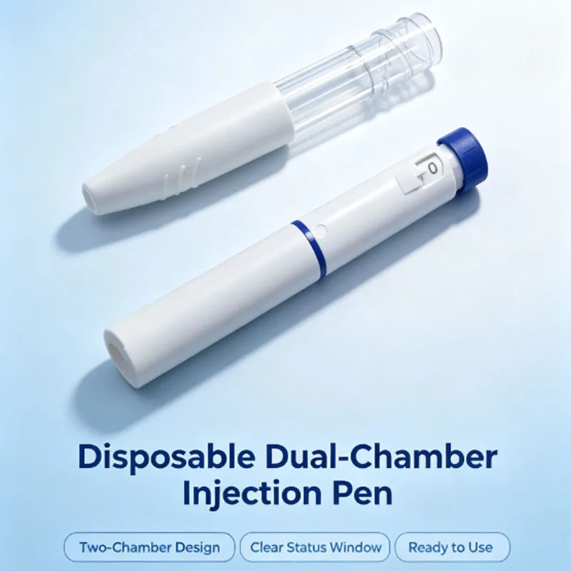 Sterile Double‑Chamber Syringe Pen 1/3/5  Rotation Press Injection Device with Visible Window for Precise Dosing Control