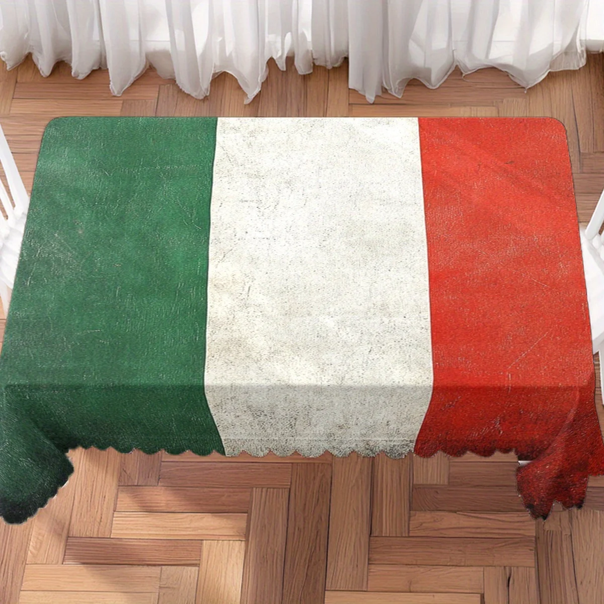Antique Texture Italy National Flag Art Waterproof Tablecloth, Rectangular Cover for Patriotic Family Table Party Decor