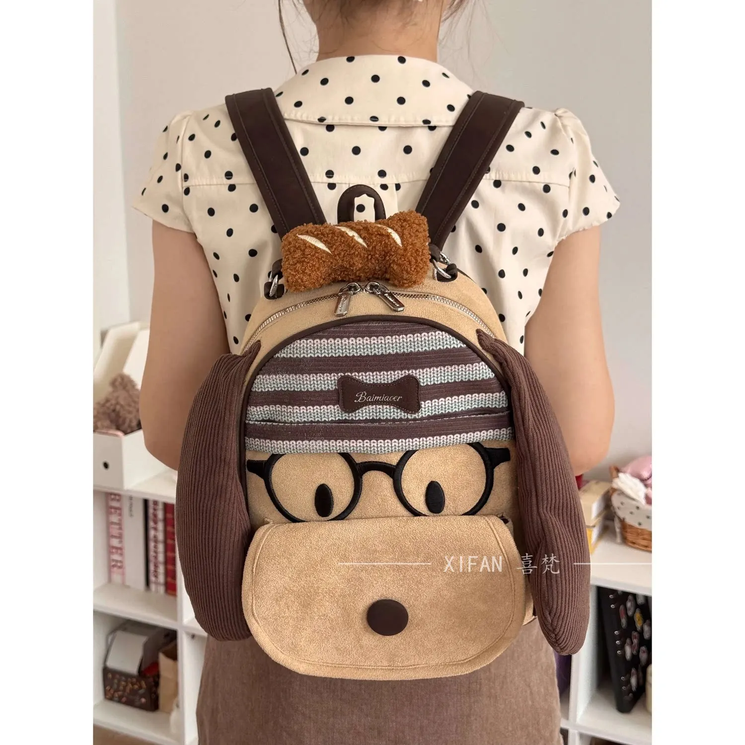 Japanese Cute Cartoon Big Ears Puppy Backpack Female Student Schoolbag Cartoon Large Capacity Atmosphere Casual Backpack Girl