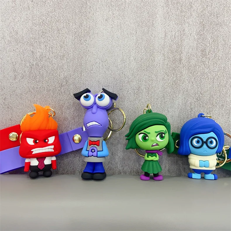 Cute Inside Out 2 Cartoon Keychain Sadness Anger Disgust Key Chain Personalized Creative Soft Rubber Parts Pendant