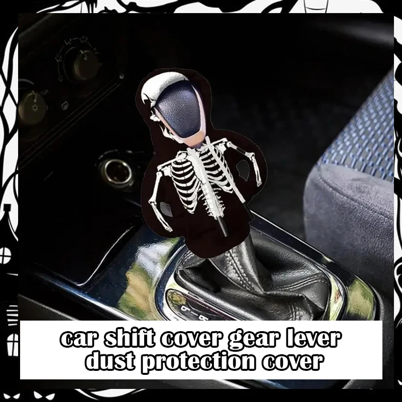 

Car Shift Cover Gear Lever Dust Protection Cover Car Interior Accessories Halloween Gift Punk Style Skull Hoodie Christmas
