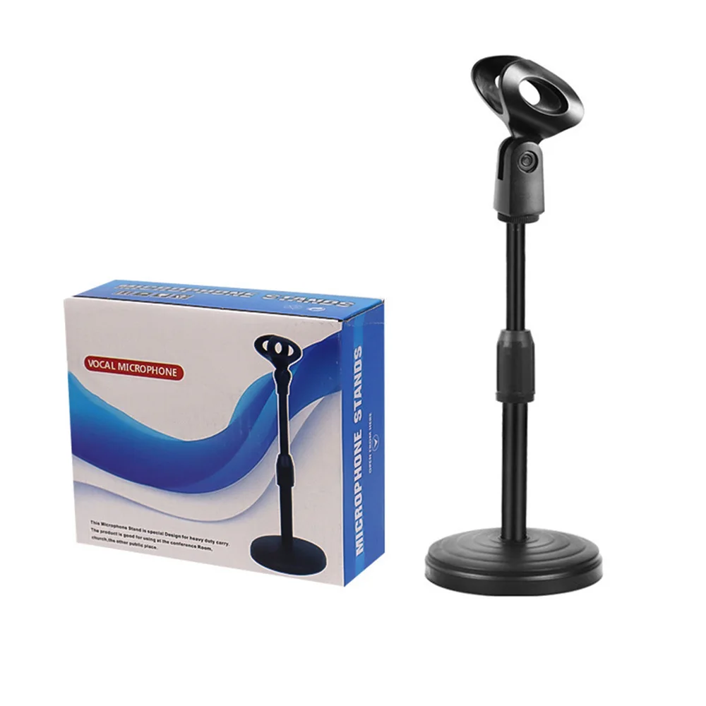 ABS Microphone Stand Desktop Retractable Microphone Clamp Weighted Disc Base Mic Stand