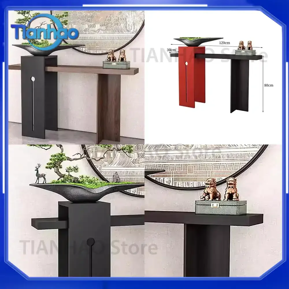 Rustic Thin Modern Console Table for Chinese Classic Wabi Sabi Design Living Room Meuble Furniture