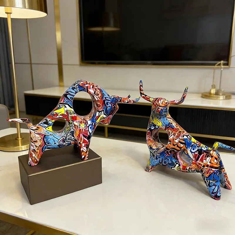 Home Decoration, Nordic Paintings, Graffiti, Sculptures, Art, Cow Statues, Creativity, Resin Crafts, Decoration, Accessories