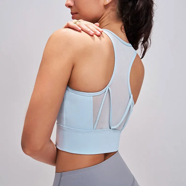 Sports Bra with Fixed Cups for Women, Shock Absorption Workout Tank Top, Push Up Yoga Vest, Athletic Shirt Fitness Activewear
