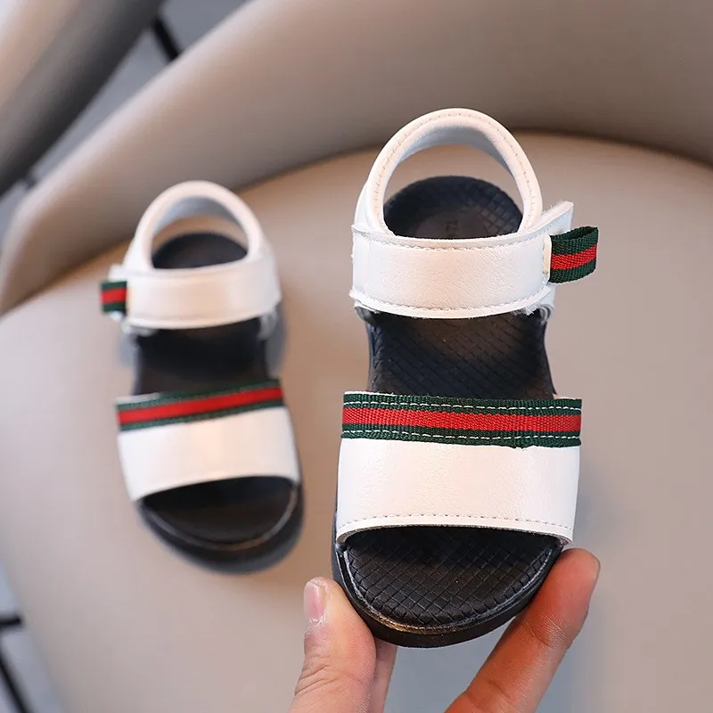 

Boys' Soft Bottom Sandals Girls' Baby Shoes Summer New Step Learning Shoes Waterproof Slip-On Leather Upgraded Edition