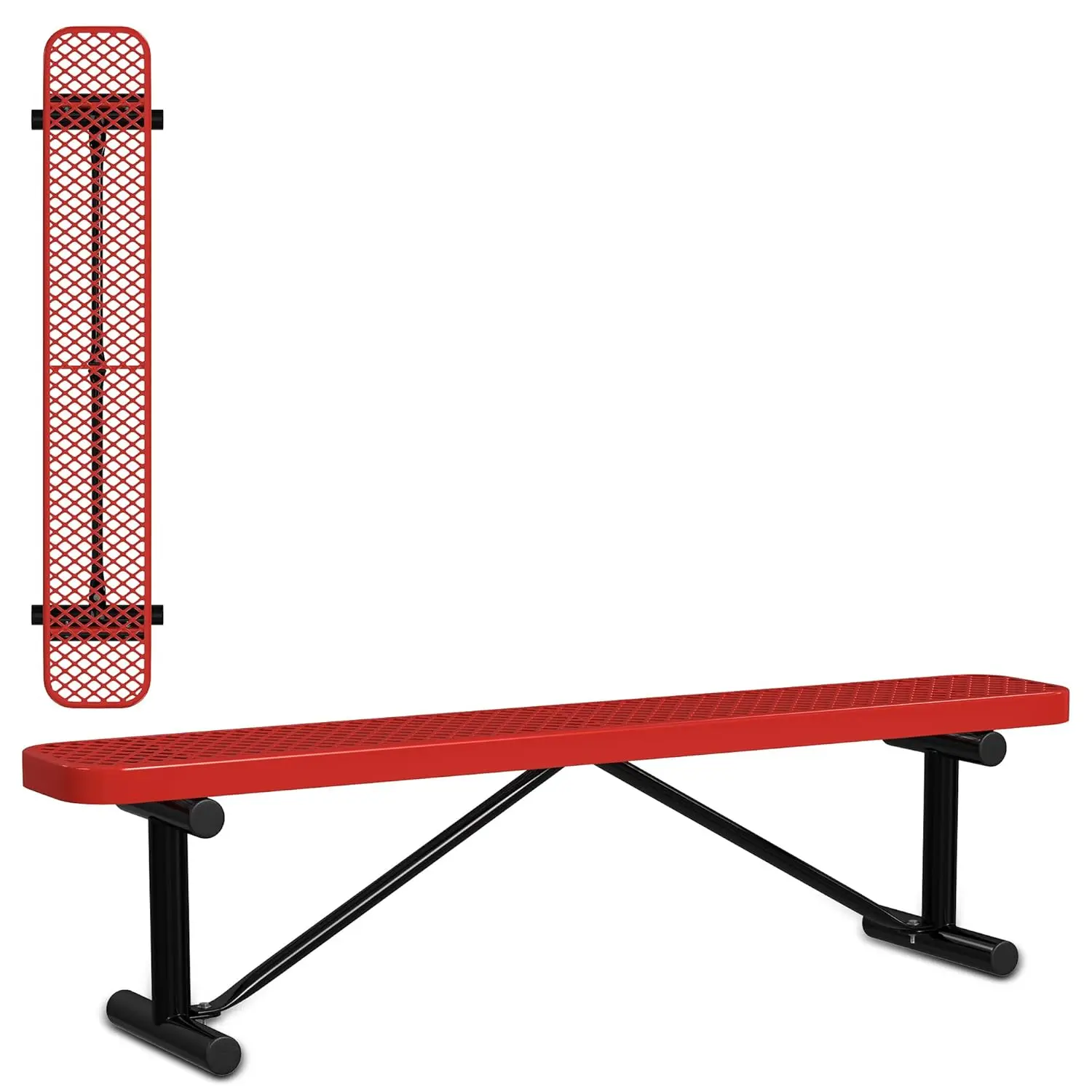 

Metal Outdoor Bench - 6 Foot Heavy Duty Backless Bench Seating for Garden, Porch, Picnic, Park, Expanded Metal,Customized