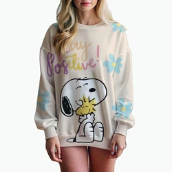 Woman's Hoodie New Autumn/Winter Fashions Y2k Snoopy Cartoon Print Sweatshirts Round Neck Coat Loose Long Sleeve Miniso Sanlio