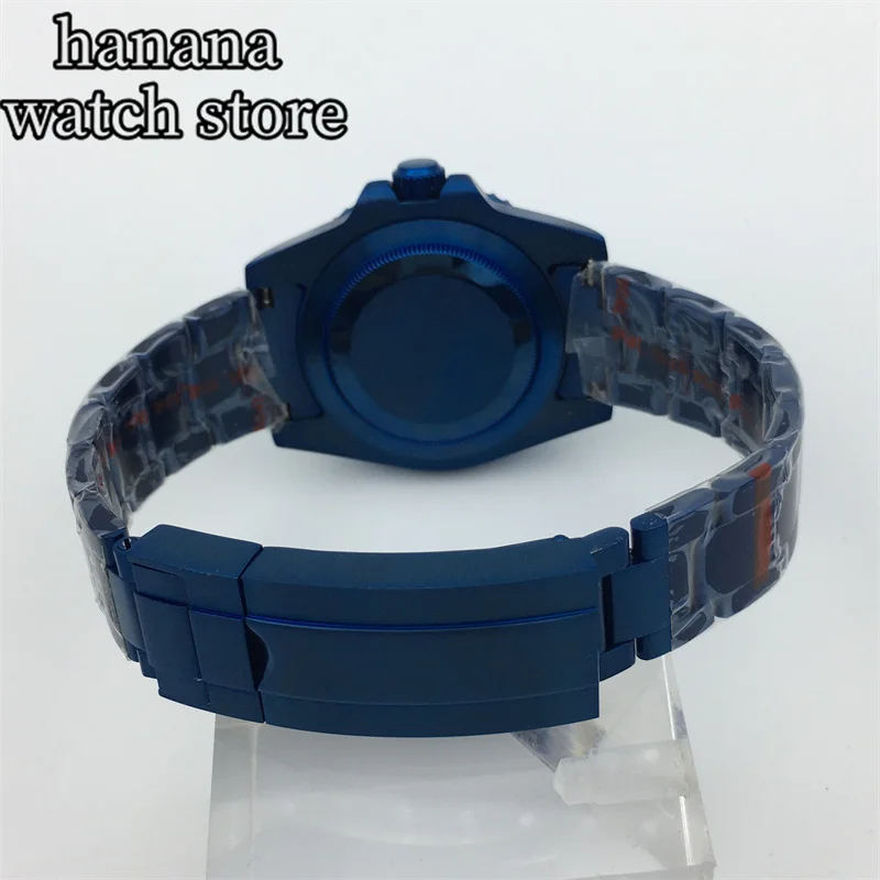 40mm blue coated aseptic case Sapphire glass suitable for NH35 NH36 NH34 Miyota  ETA2824 PT5000 Movement Jubilee Oyster Bracelet