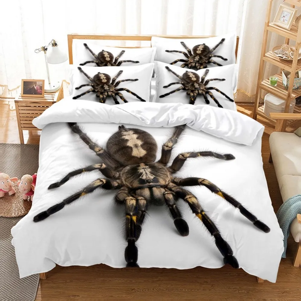 Imagem -04 - Horrible Spider Bedding Conjunto para Adolescentes Capa de Edredão Inseto Ouriço Roupa de Cama Decoração do Quarto Fronha Rainha Rei Tamanho Único