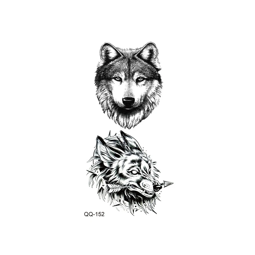

Wholesale 100 PCS Temporary Tattoo Water Transfer Sticker Beauty Body Art Owl Lion Wolf Snake Skull Sword for Man Woman 105x60mm