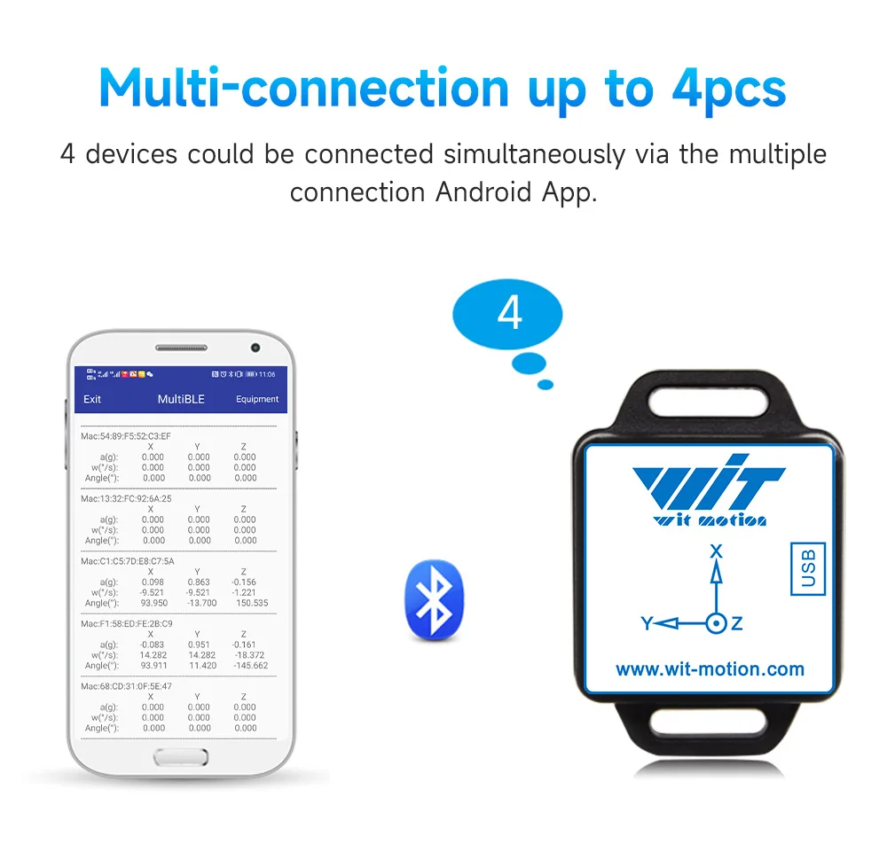 WitMotion WT901C485 9-Axis AHRS Inclinometer Acceleration+Gyro+Angle (XY 0.05° Accuracy)+Digital Compass, RS485 Modbus Protocol