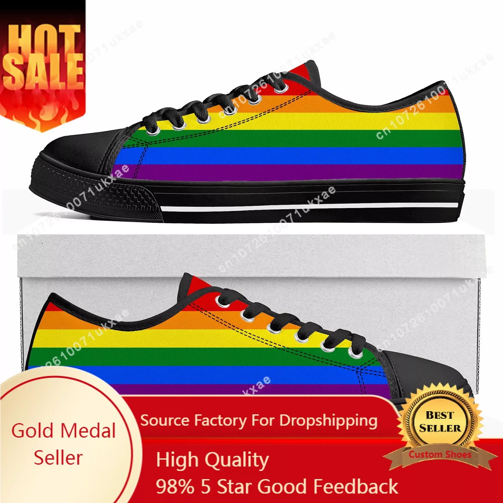 

LGBT ocmogic Pride rainbow Low Top Sneakers Mens Womens Teenager Canvas Sneaker Casual Custom Made Shoes Customize Shoe