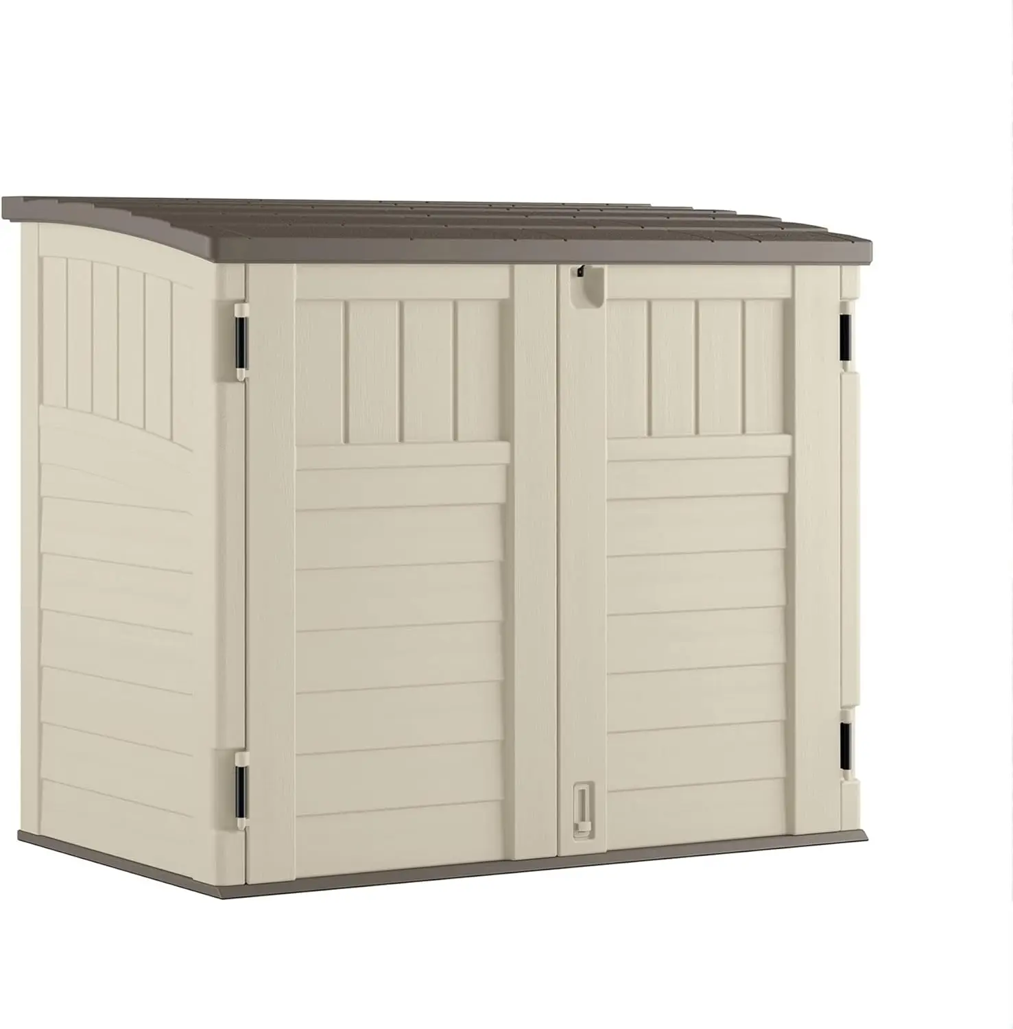 34 Cu Ft Capacity Horizontal Outdoor Storage Shed For Garbage Cans, Garden Accessories, Backyard, And Patio Use, Vanilla