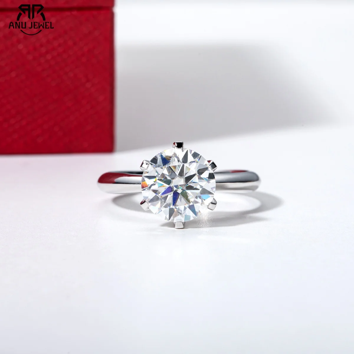 AnuJewel 10K/14K White Gold 3ct D Color Moissanite Engagement Rings With Cer Promise Brial Ring for Women Anniversary