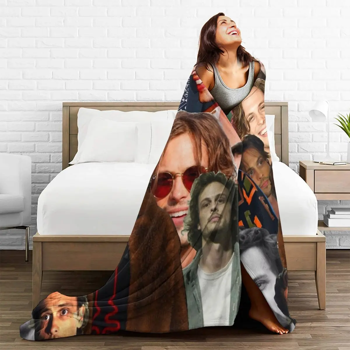 Matthew Gray Gubler Collage Blankets Fleece Spring/Autumn Multi-function Warm Throw Blankets for Home Car Rug Piece