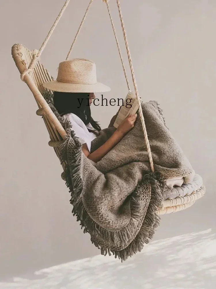 v9.3- true vine hanging basket rattan chair natural homestay balcony adult rocking chair leisure home single swing chair