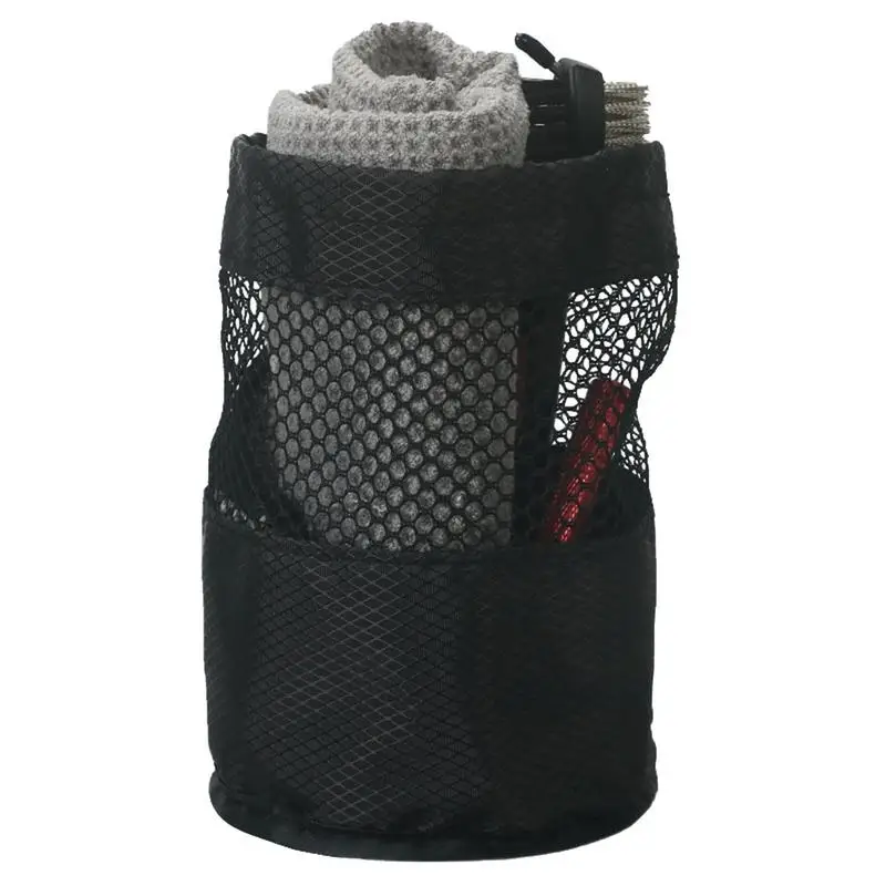 Golf Ball Pouch Nylon Breathable Mesh Bag Black Net Bag Portable Storage Bag For Driving Range Training Ground Golf Course