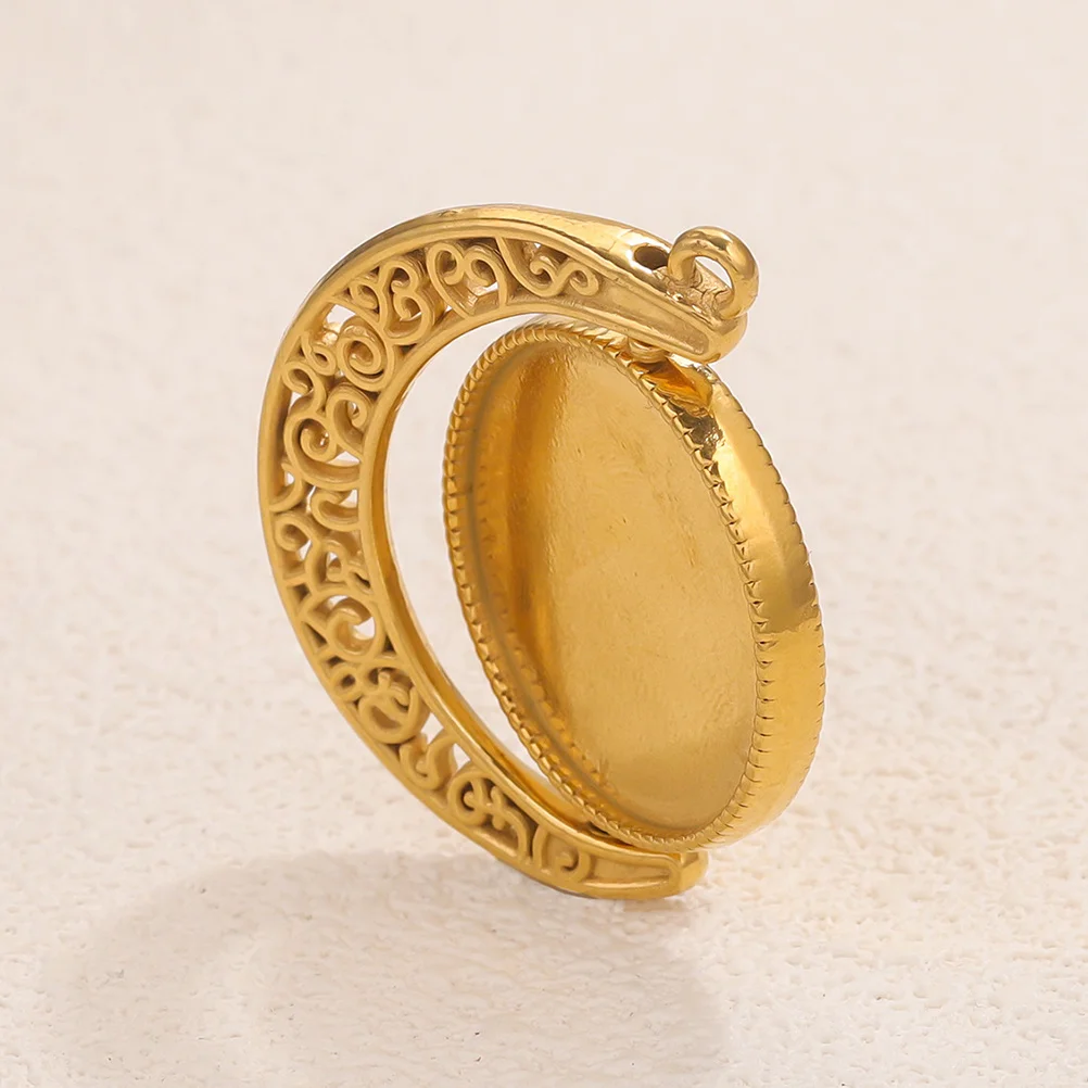

Rotating Bezel Pendants Stainless Steel Vintage Blank For Diy Jewelry Making Double Sided Moon Pendant Trays Time Gemstone