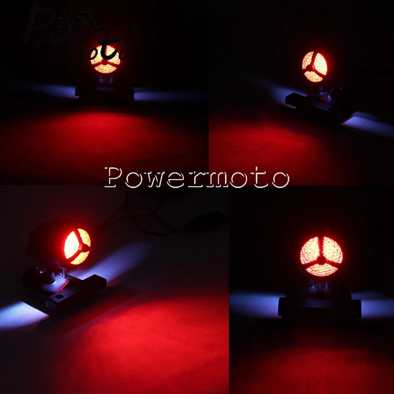 Motorcycle Rear Taillight Tail Light LED Brake Stop Lamp W/ Licesne Plate Light For Chopper Cafe Racer Bobber Scrambler Custom